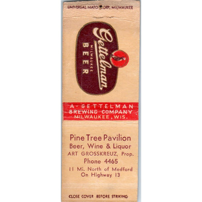 Pine Tree Pavilion Art Grosskreuz Medford WI Vintage Matchbook Cover SD4-Y4
