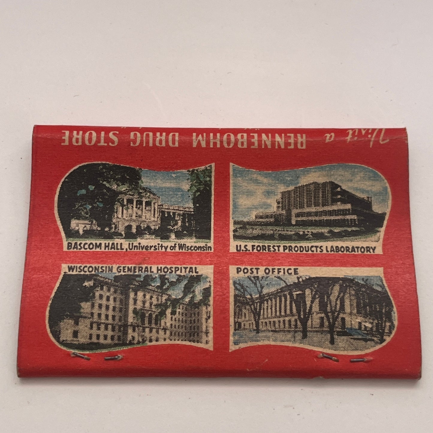 Rennebohm Drug Store Wisconsin Attractions Vintage Matchbook Cover TB8-MB2-7