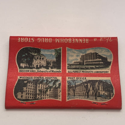 Rennebohm Drug Store Wisconsin Attractions Vintage Matchbook Cover TB8-MB2-7