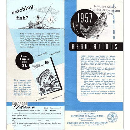 1956 Montrose Colorado Fishing Regulations Guide Booklet AF9-2