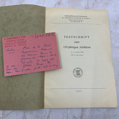 1953 R. Friedländer & Sohn Antiquarian Bookstore 125th Anniversary German TI9-P2