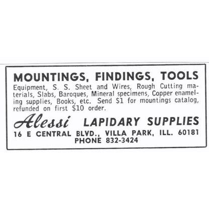 Alessi Lapidary Supplies Villa Park Illinois 1972 Ad AF8-S4