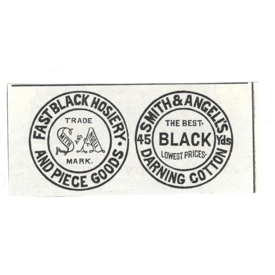Smith and Angell Fast Black Hosiery and Piece Goods 1892 Ad AG2-S20