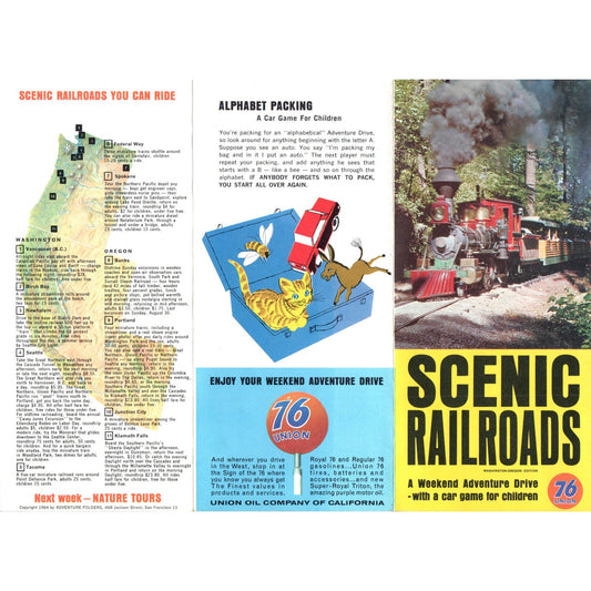 1964 Union Oil Washington-Oregon Scenic Railroads Travel Brochure & Map TH9-CB