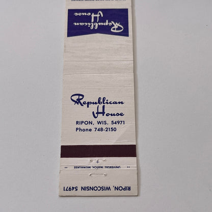 Republican House Ripon WI Vintage Matchbook Cover TB6-MB2-1