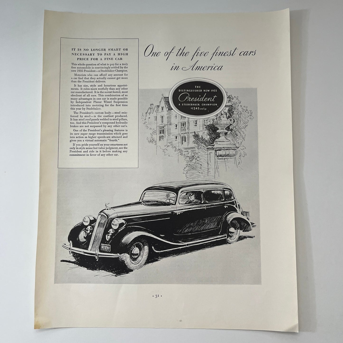 Studebaker Champion President Automobile 1935 Ad V1-5
