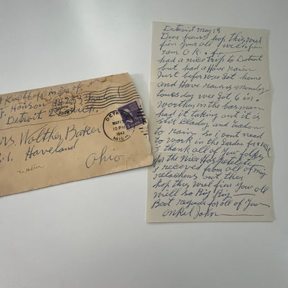 1948 John H. Kirchhoff Detroit MI To Ms Wolther Baker Haveland OH Letter AI9-H5