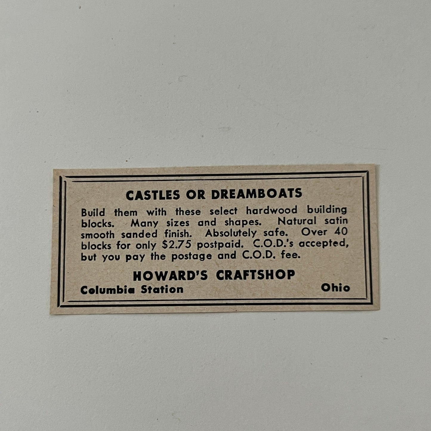 Howard's Craftshop Columbia Station OH 1952 Yankee Magazine Ad SAG5-S2