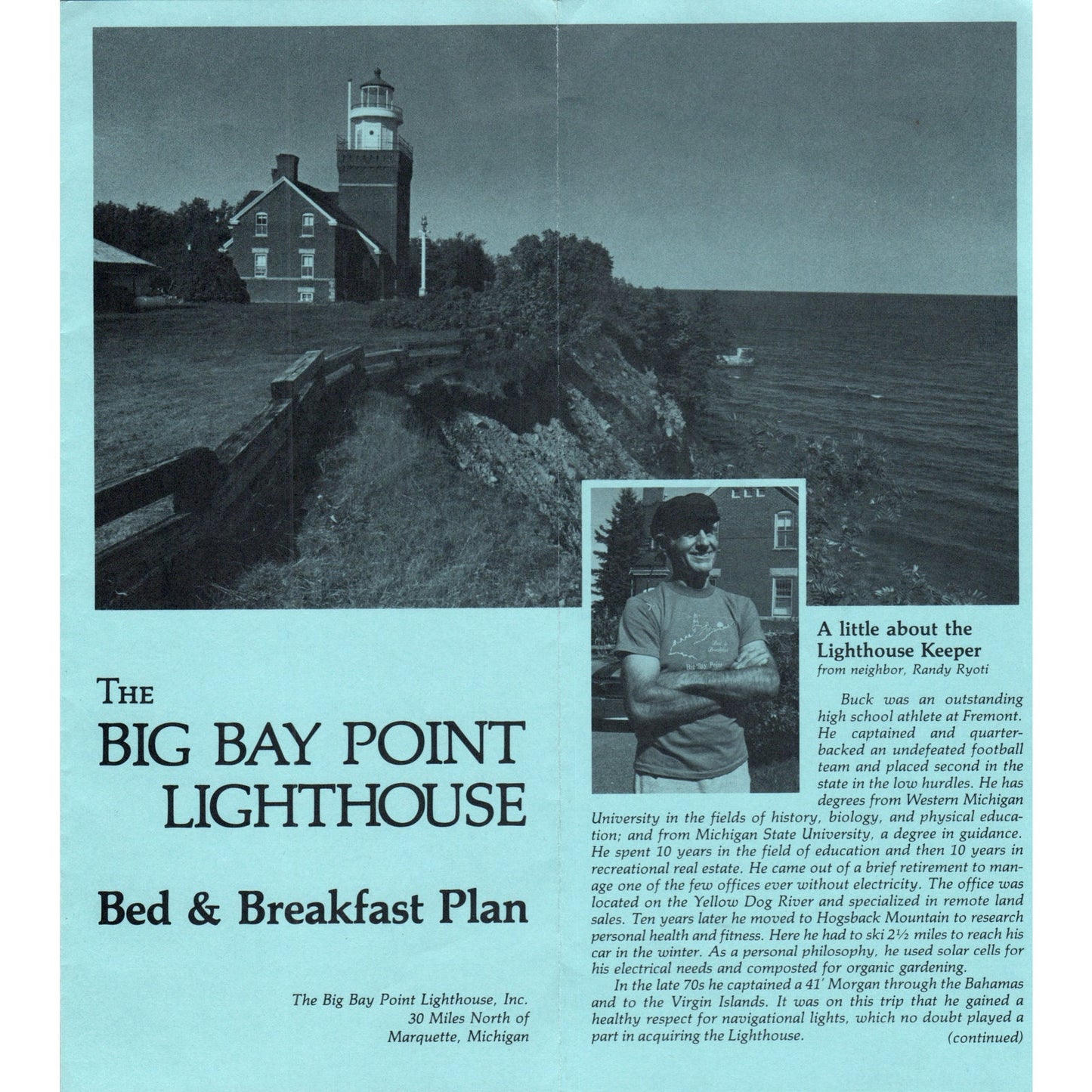 Vintage The Big Bay Point Lighthouse Bed & Breakfast Plan MI Brochure TF4-B3