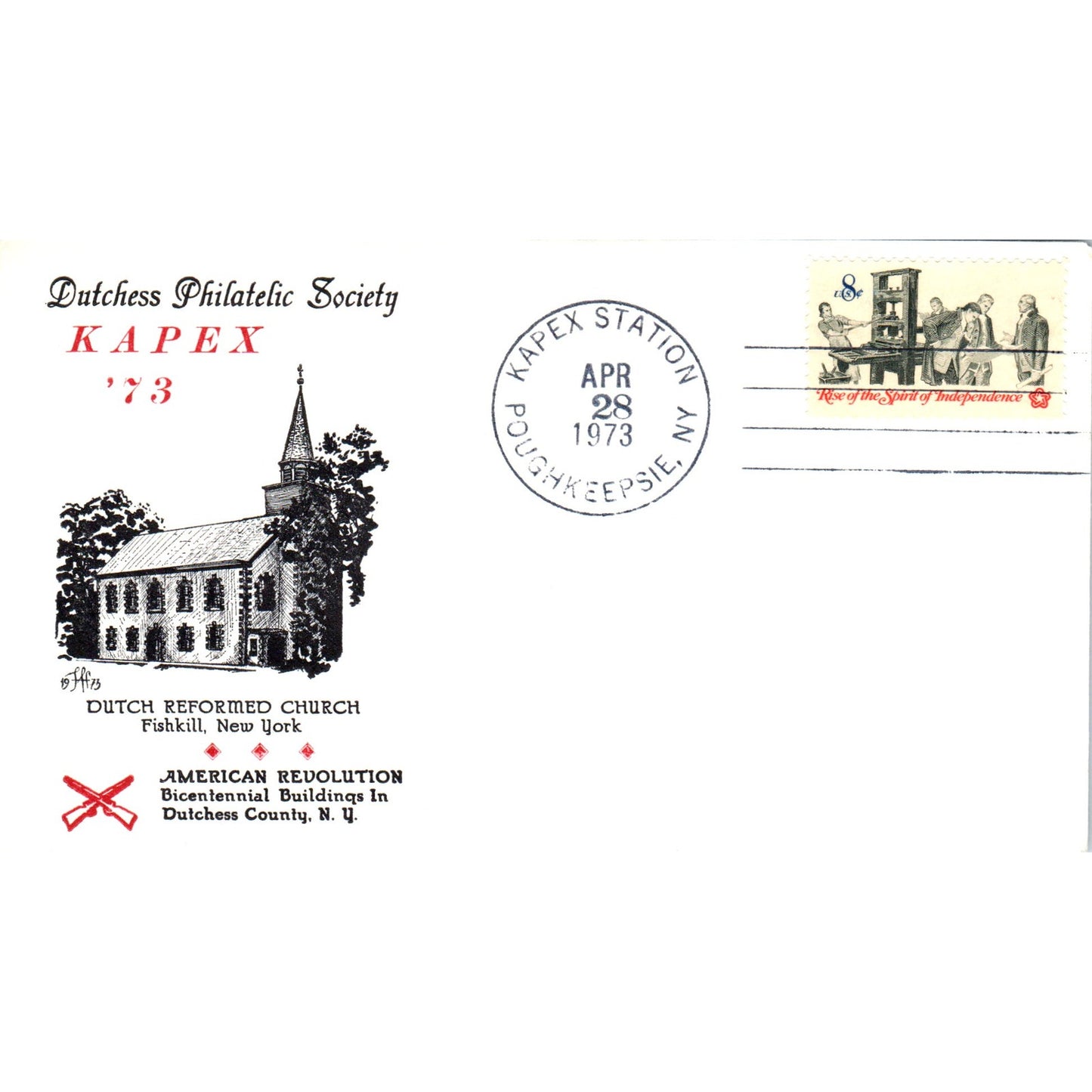 1973 Kapex Dutch Reformed Church Fishkill Poughkeepsie NY Postal Cover TI5-PC1