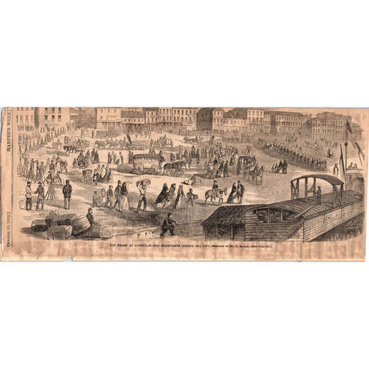 The Wharf at Louisville Original 1863 Civil War Engraving C107