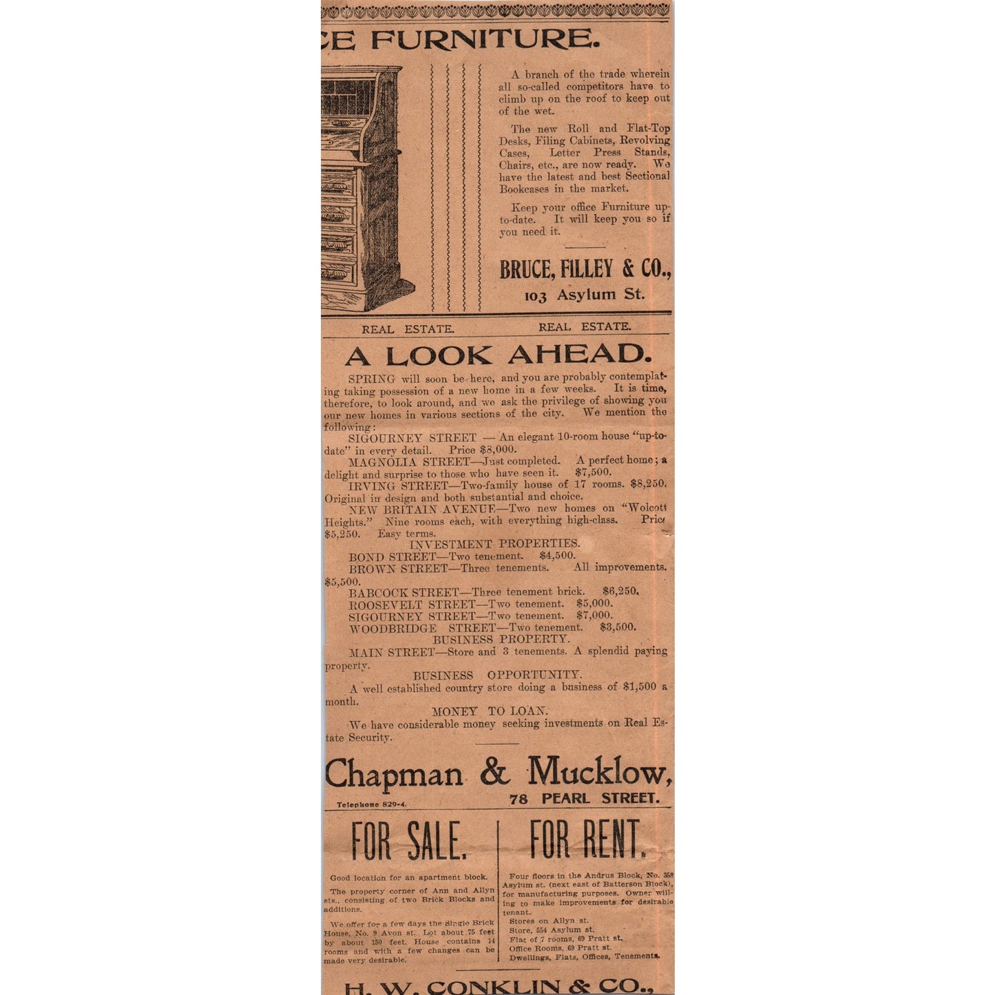 Brown, Thomson & Co Shopping Center Hartford 1901 Newspaper Ad AD8-H1
