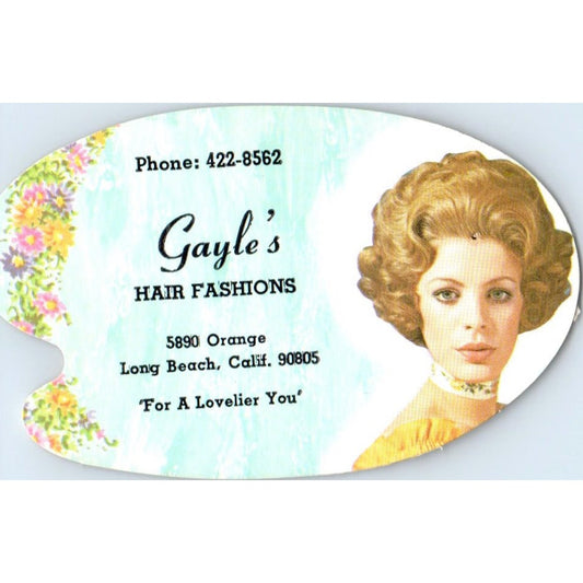 Gayle's Hair Fashions Long Beach CA Vintage Business Card SD8-B11