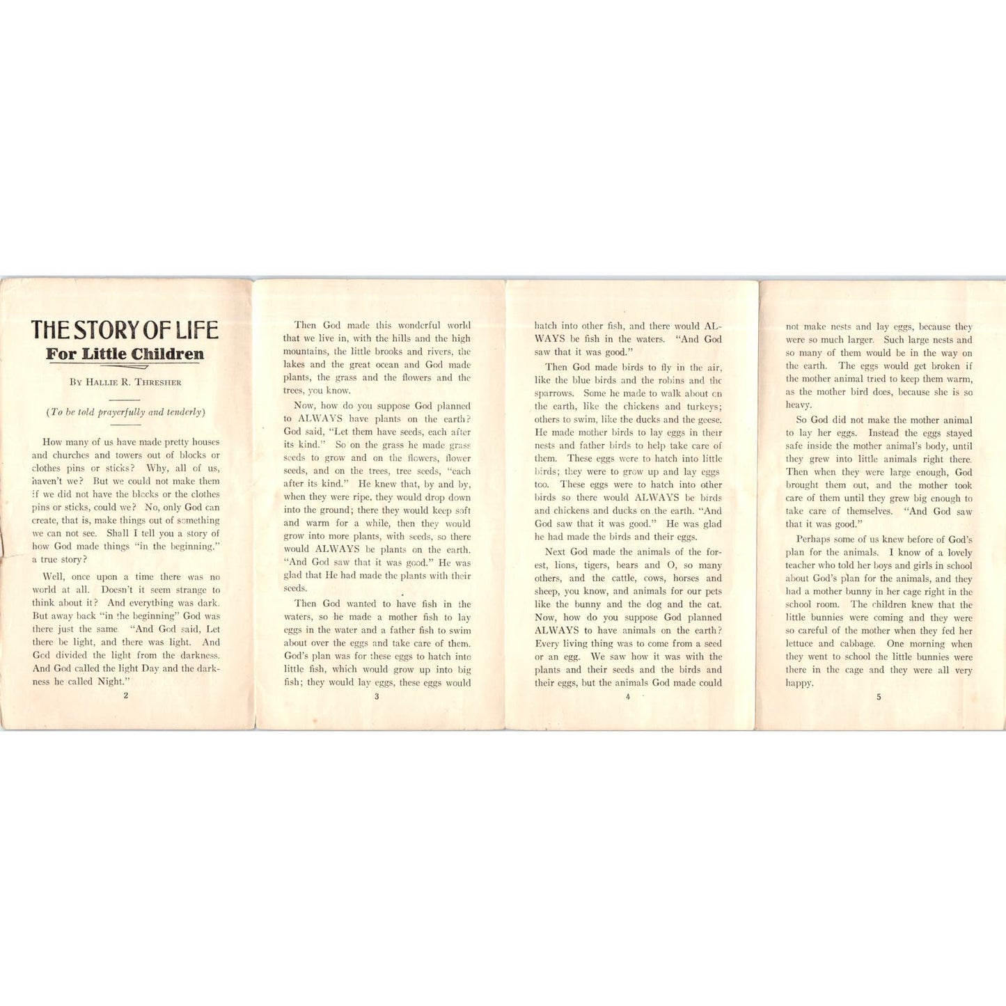 Early 1900s Christian Tract Story of Life For Little Children E.K. Mohr NY AE6