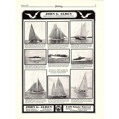 John G. Alden Yachts Boston, Tams Incorporated Yachts Miami FL 1932 Ad V1-4