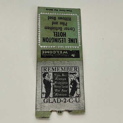 Line Lesington Hotel Corner Bethlehem Pike & Hilltown Rd Matchbook MB59-1