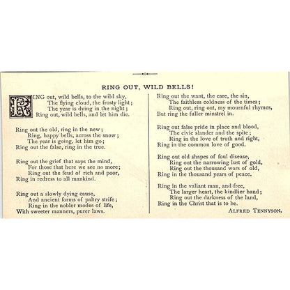 Ring Out, Wild Bells! Alfred Tennyson 1884 Poem AG3-M4