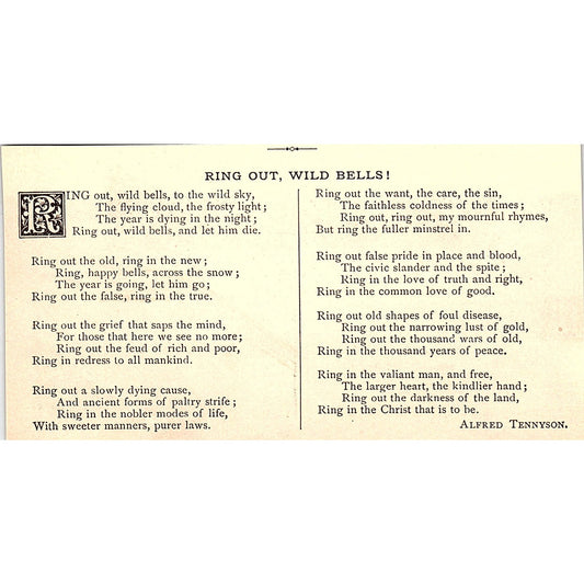Ring Out, Wild Bells! Alfred Tennyson 1884 Poem AG3-M4