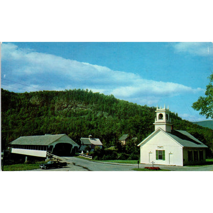Stark Covered Bridge and Church NH Covered Bridge Postcard PC4