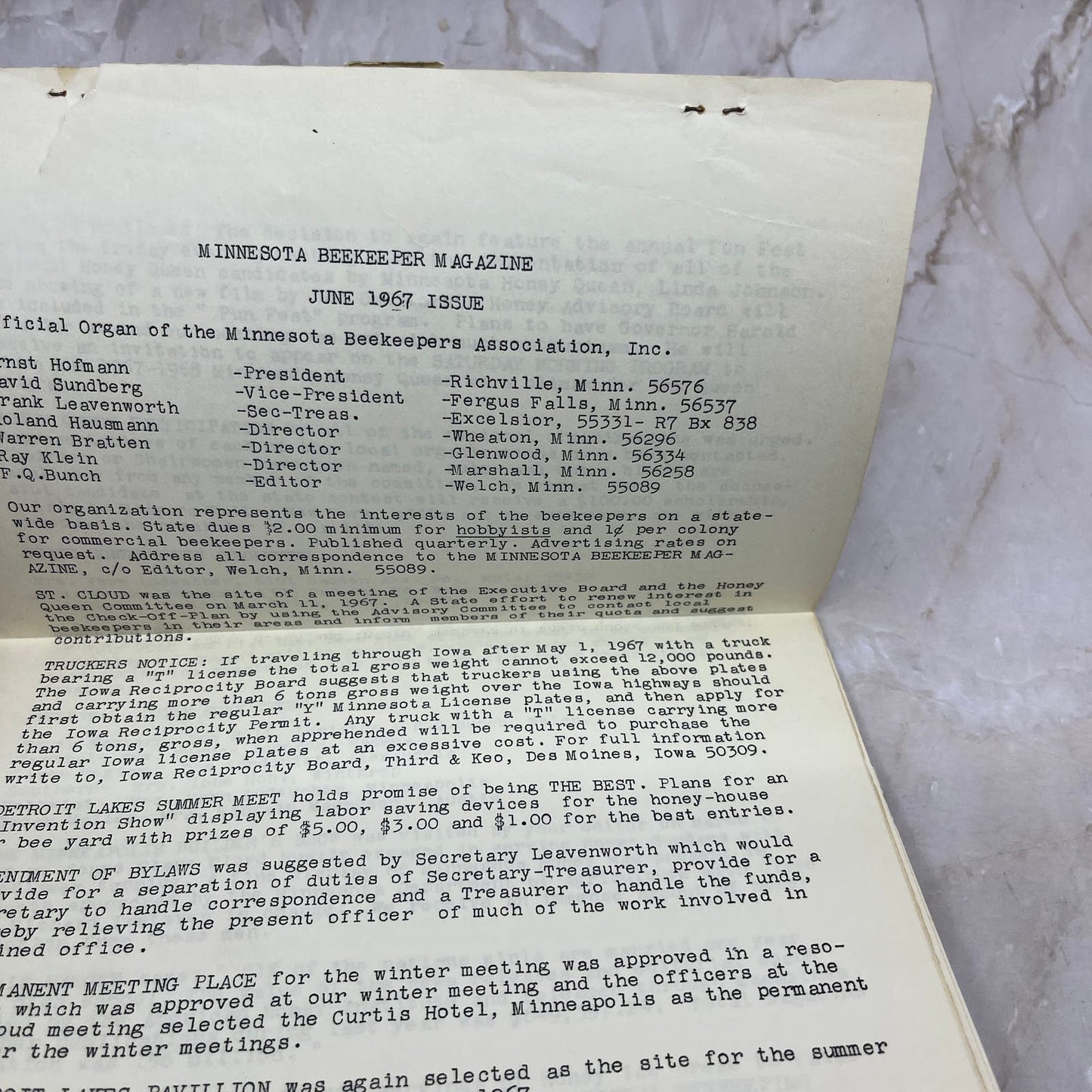 1967 Jun The Minnesota Beekeeper Magazine Red Wing MN Beekeepers Association TD5