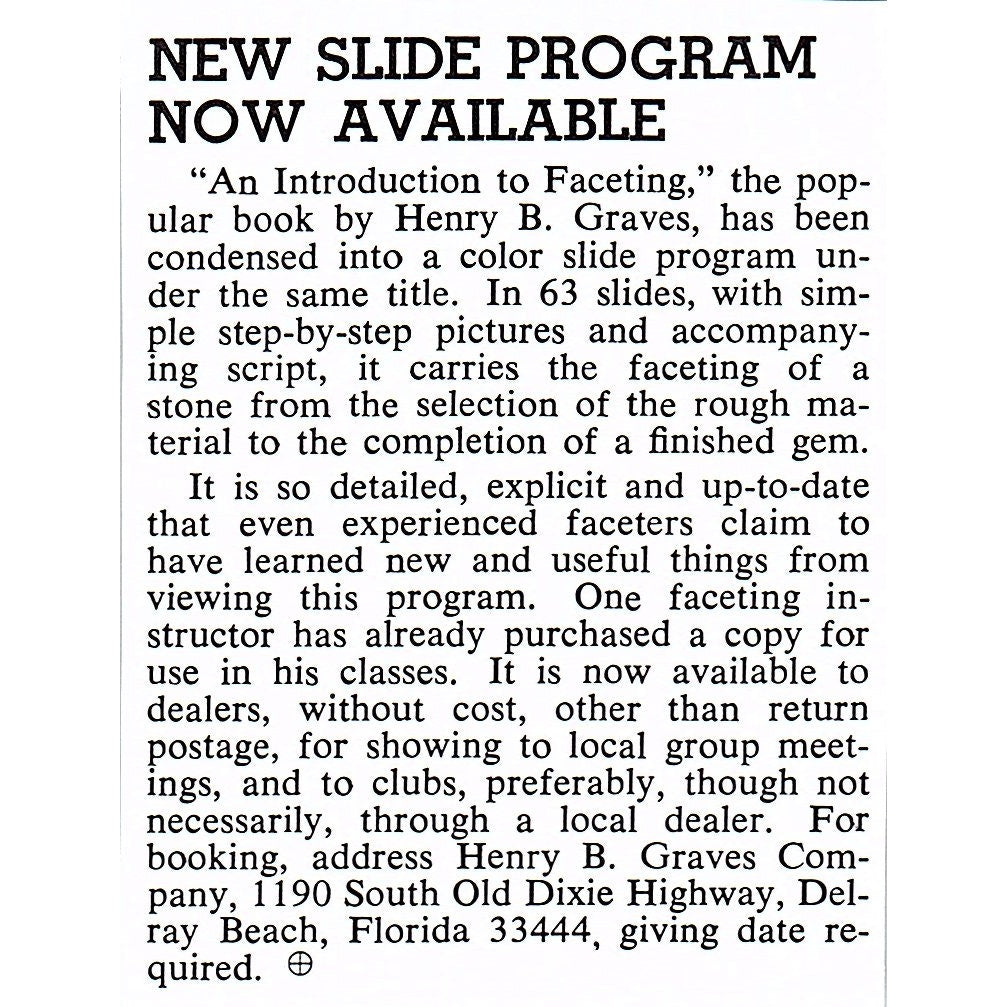 Henry B Graves New Slide Program Delray Beach FL 1972 Ad AF8-M1