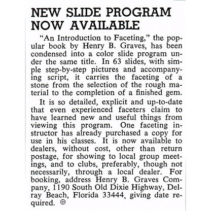 Henry B Graves New Slide Program Delray Beach FL 1972 Ad AF8-M1