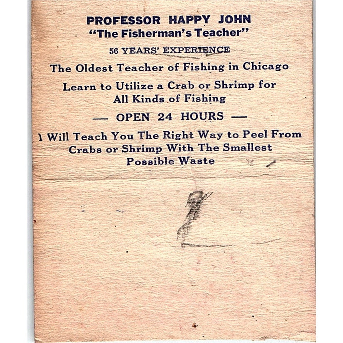 Happy John Fishing Teacher Chicago IL Vintage Large Matchbook Cover TH2-Y2