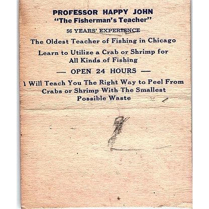 Happy John Fishing Teacher Chicago IL Vintage Large Matchbook Cover TH2-Y2