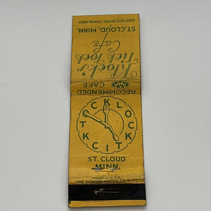 Klock's Tick Tock Cafe St. Cloud MN Vintage Matchbook TB6-MB2-14