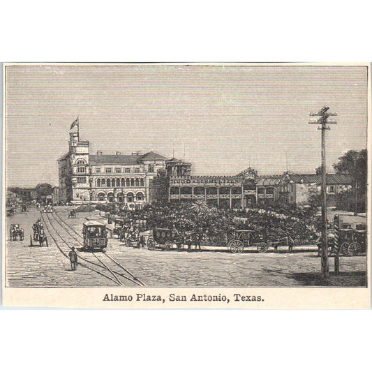 Alamo Plaza in San Antonio Texas 1901 Engraving AF2-P2