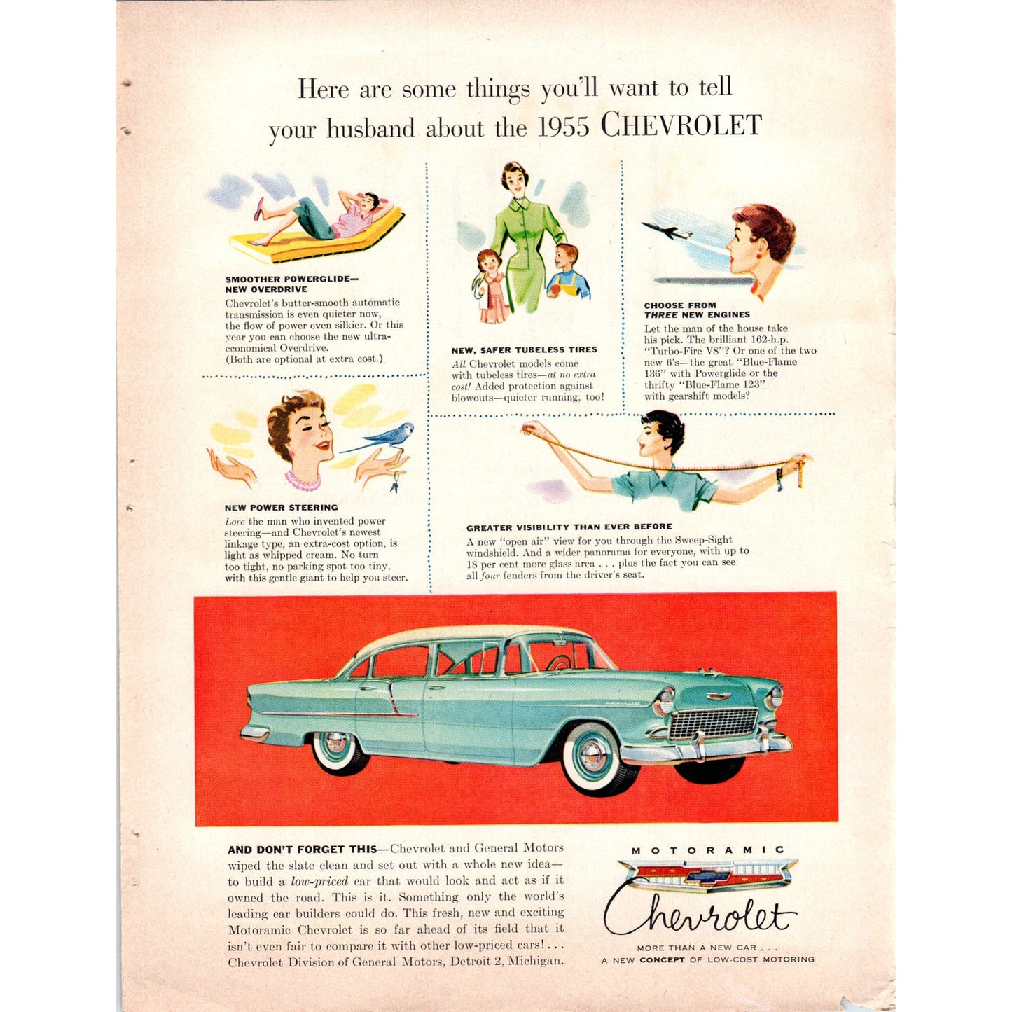 1955 Motoramic Chevrolet Chevy 8x11 Vintage Magazine Advertisement D9