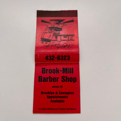Brook-Mill Barber Shop Corner of Brooklyn & Covington Vtg Matchbook TB6-MB2-15