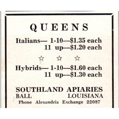 Southland Apiaries Italian Queen Bees Ball LA 1964 Magazine Ad AK5-S36