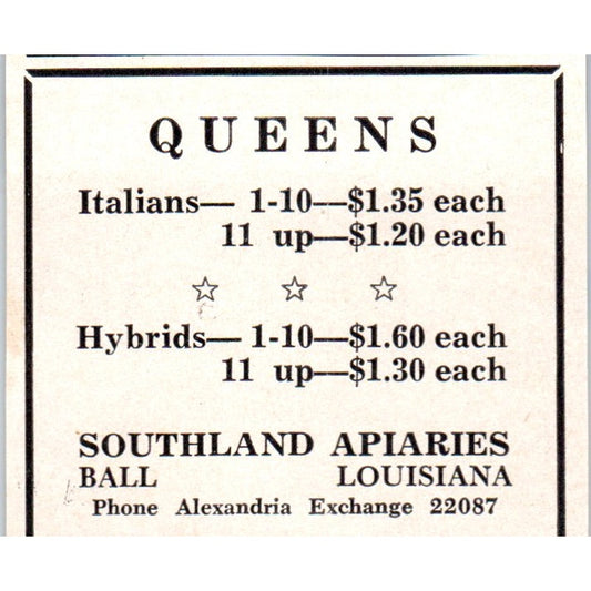 Southland Apiaries Italian Queen Bees Ball LA 1964 Magazine Ad AK5-S36