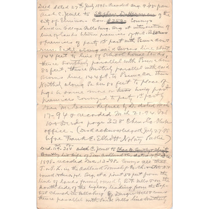 1898 Handwritten Deed Steffen D. Herman Elmira NY 2 Pages AE9-X1