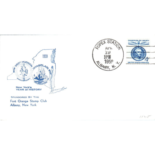 1959 Fort Orange Stamp Club Albany NY Hudson 350th Postal Cover TI5-PC1