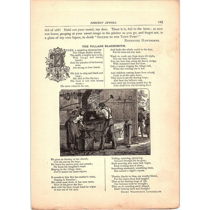 The Village Blacksmith - Henry Wadsworth Longfellow 1884 Poem TA5-CJ-3