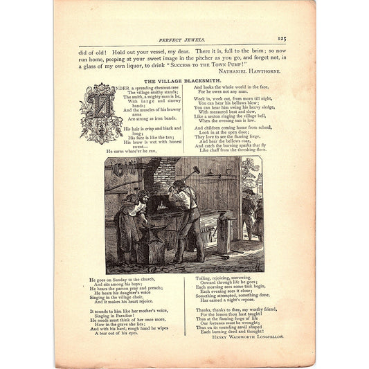 The Village Blacksmith - Henry Wadsworth Longfellow 1884 Poem TA5-CJ-3