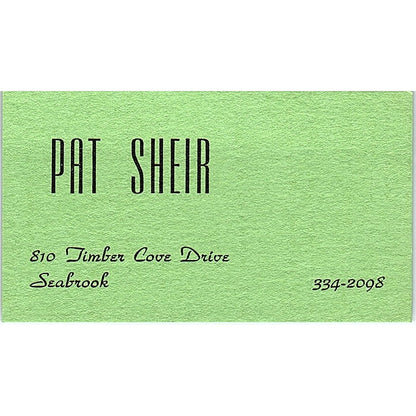 Pat Sheir Art Seabrook TX Vintage Business Card SE3-B11