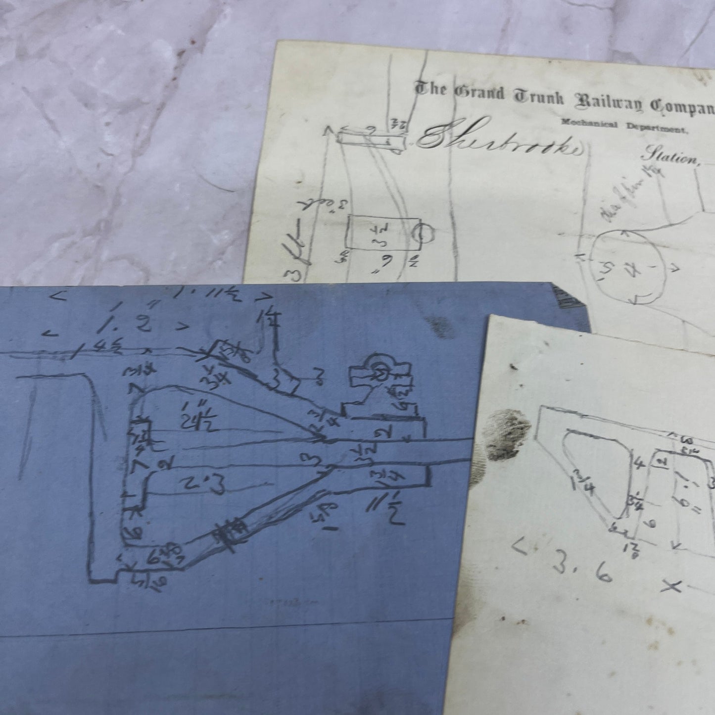 18068 Hand Drawn Diagrams Grand Trunk Railway Sherbrooke Canada Letterhead D22