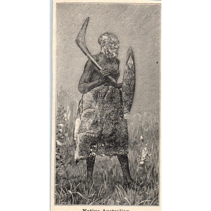 Native Australian With Boomerang 1901 Engraving AF2-P1