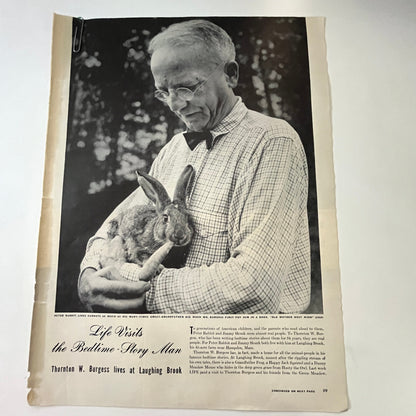 Thornton W. Burgess The Bedtime-Story Man 2 Pages 1940s WWII Era Article V29-5