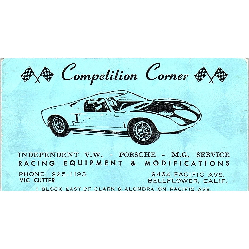 Vic Cutter Competition Corner Racing Equipment Bellflower Business Card SD9-B9
