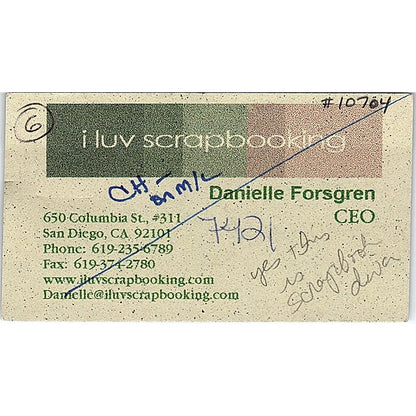 I Luv Scrapbooking Danielle Forsgren San Diego CA Vintage Business Card SC9-B9