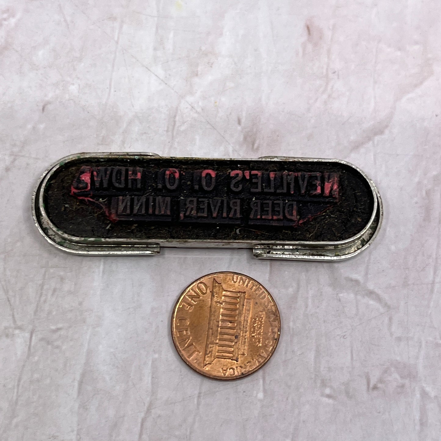 Vintage Neville's Hardware Deer River MN Hercules Rubber Stamp SF4
