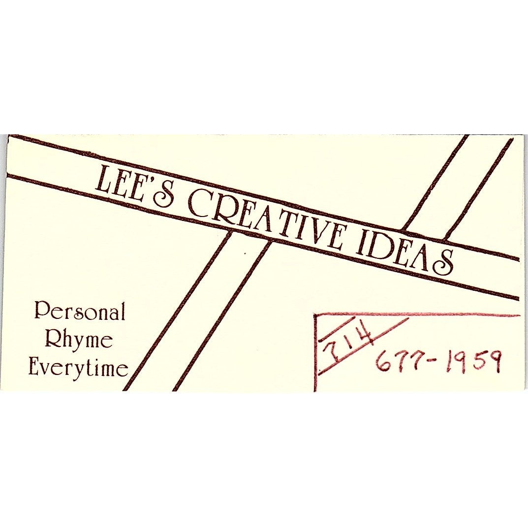 Lee's Creative Ideas Santa Ana CA Vintage Business Card SC9-B9