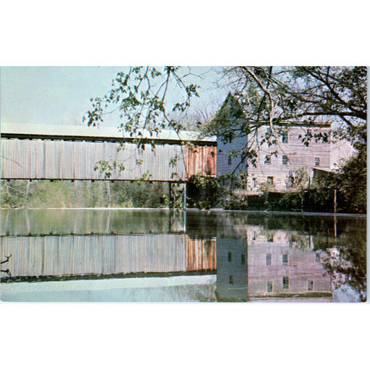 Rocky Fork Creek Barrett Mill Rainsboro Ohio Covered Bridge Postcard PB10