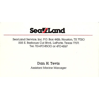 Dan H Tevis Sea-Land Service Inc Houston Vintage Business Card SC9-B4
