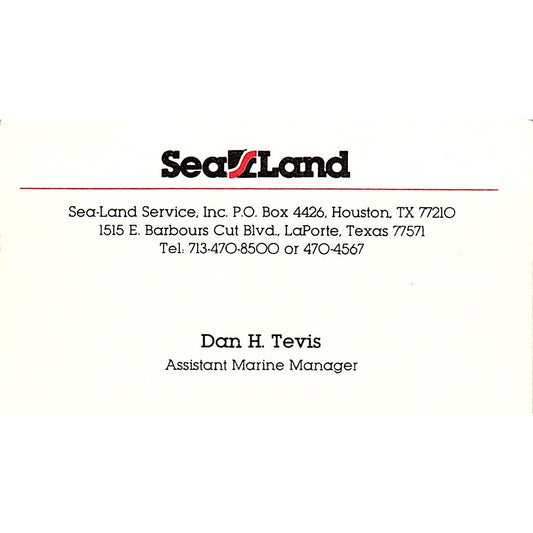 Dan H Tevis Sea-Land Service Inc Houston Vintage Business Card SC9-B4