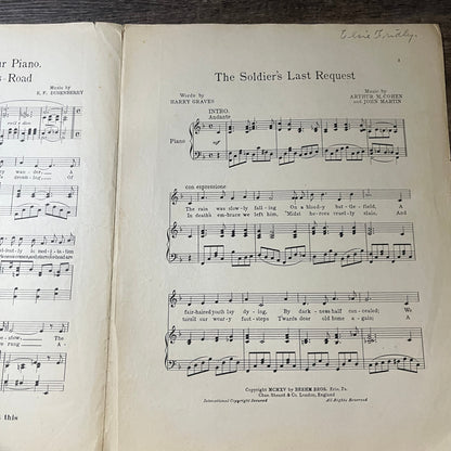 The Soldiers Last Request Harry Graves 1915 Sheet Music V13